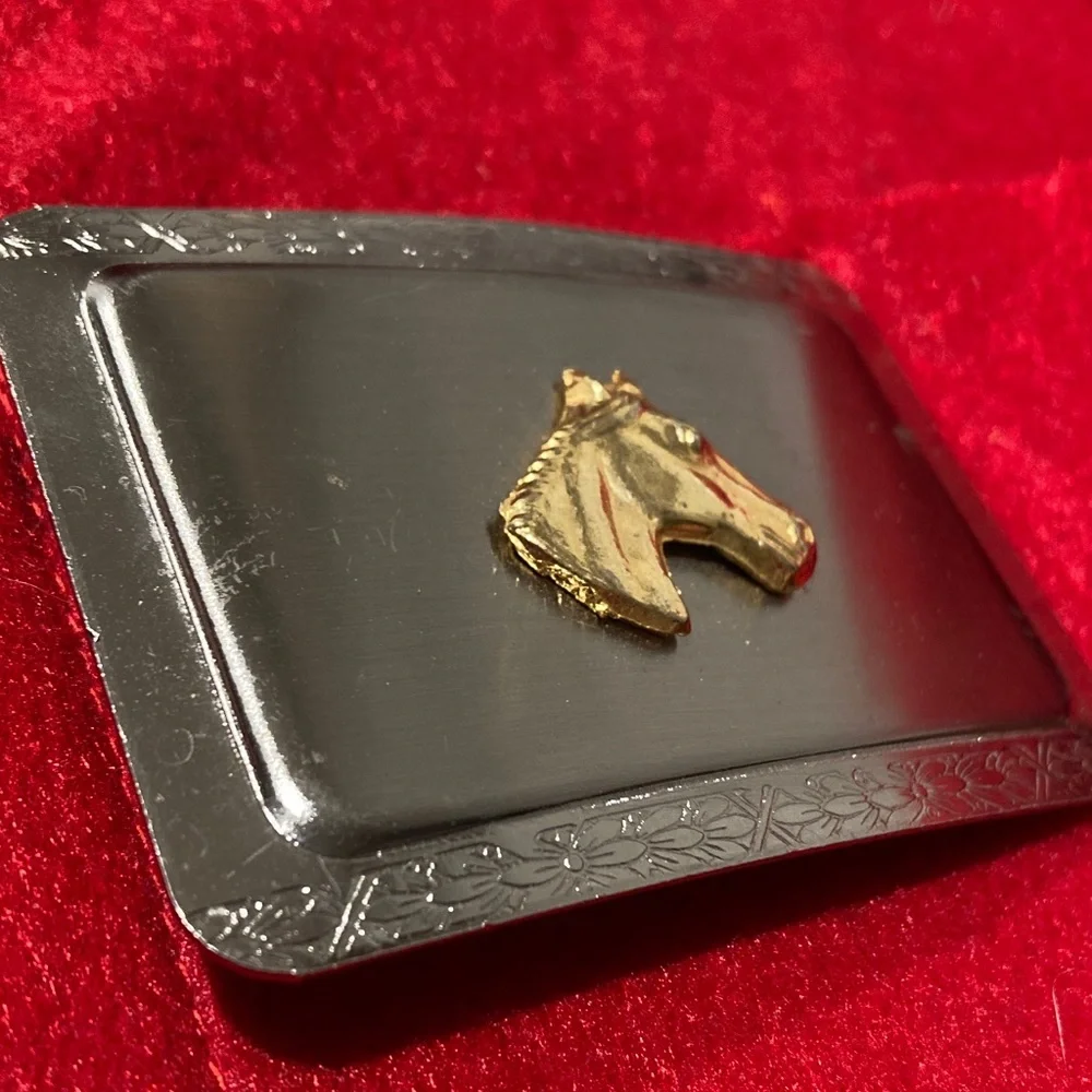 Gold Horse Head Silver-tone Belt Buckle - Men Accessories